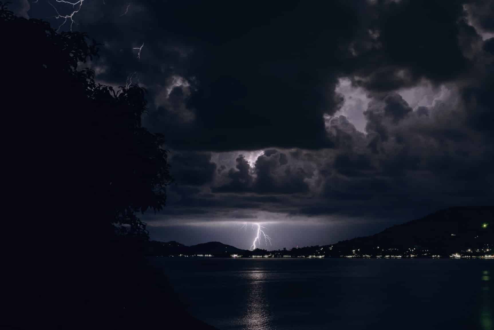 Black and white image of a storm