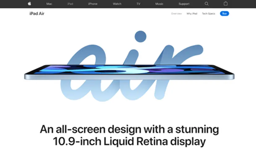 Minimalist design of iPad Air 