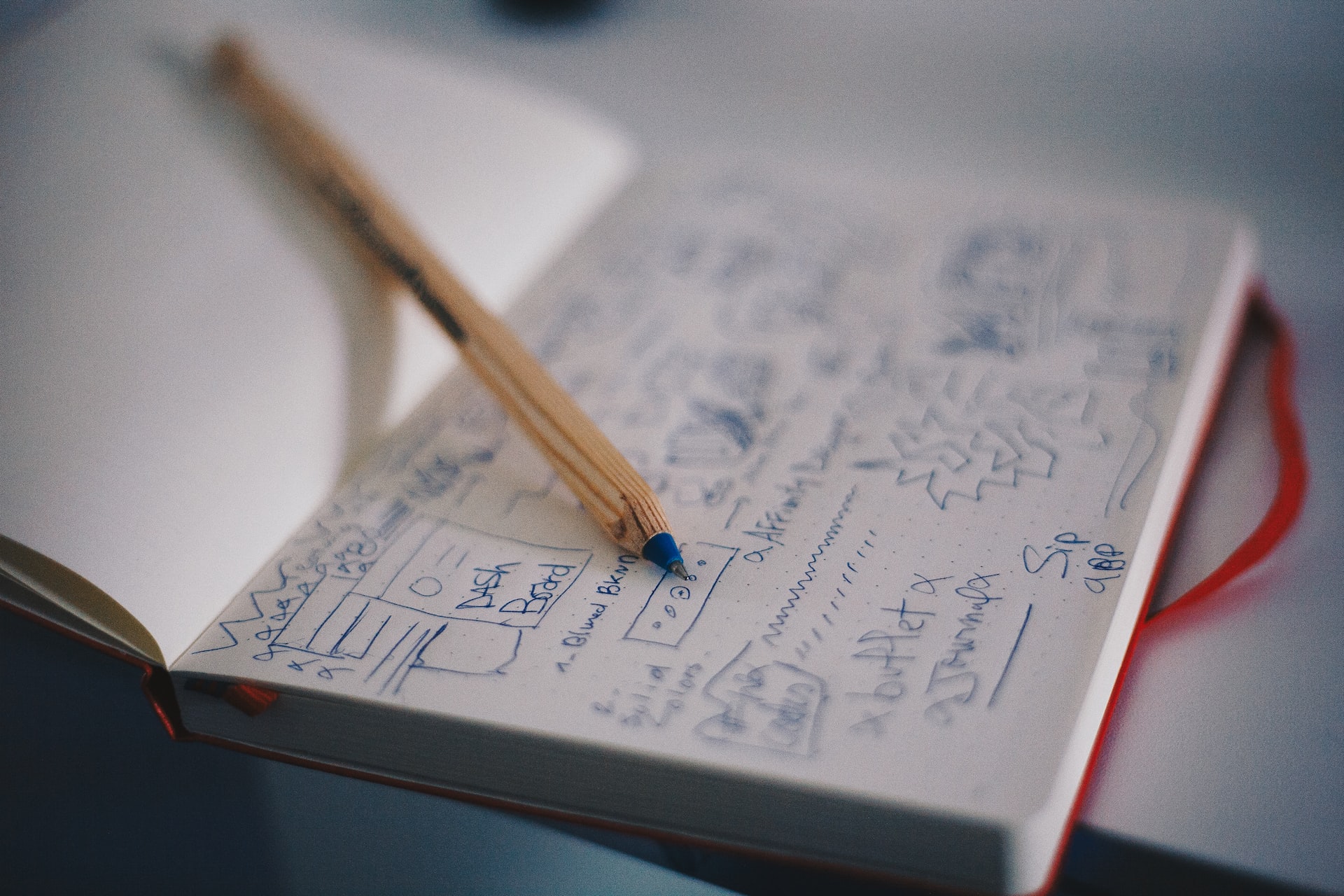 Sketching UX for application in a notebook