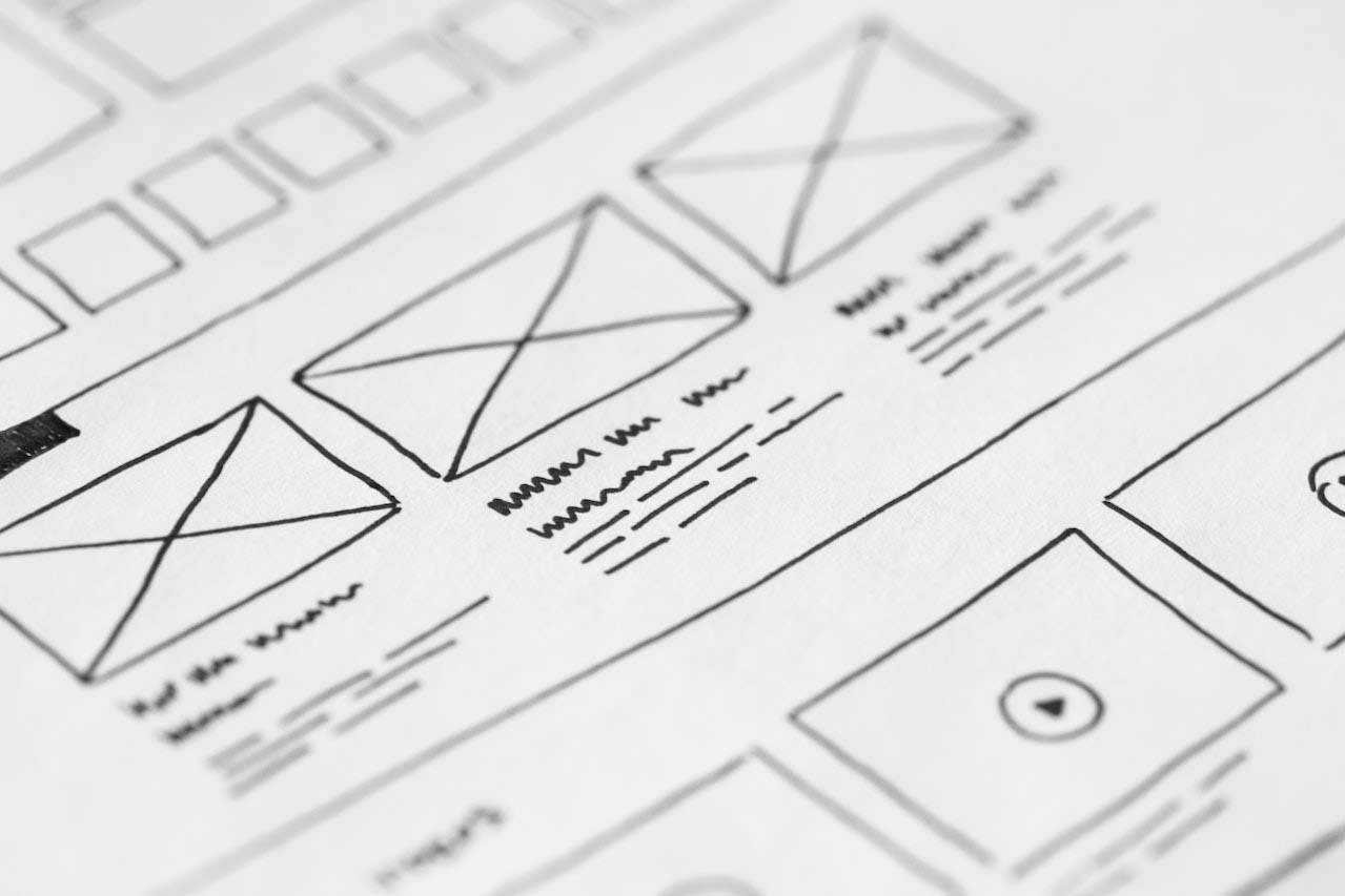 UX design sketched on a piece of paper